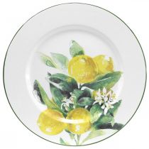 Dekorativní talíř, středomořská, kovový talíř s citronovou ratolestí Ø34cm