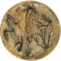 Dekorativní talíř dřevo příroda, zlatý krakelovaný efekt mangové dřevo Ø30