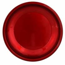 Dekorativní talíř z kovu červené barvy s glazurou Ø23cm