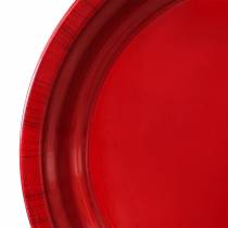Dekorativní talíř z kovu červené barvy s glazurou Ø30cm