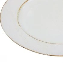 položky Dekorační talíř kulatý plastový retro bílo hnědý lesk Ø30cm