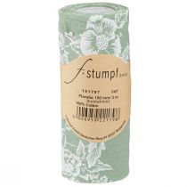 položky Stolní stuha zelená rolová stuha květy bavlna mátová 15cm 3m