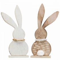 Stolní dekorace velikonoční zajíček stojánek dřevo bílá/přírodní V27cm 2ks