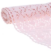 Běhoun háčkovaná krajka růžová 30cm x 140cm