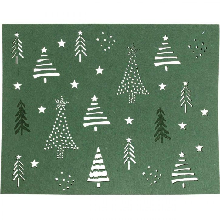 položky Prostírání vánoční dekorace na stůl zelený filc 45×35cm 4ks