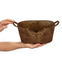 položky Oválná kovová miska s uchy, motiv jelena, rezavá úprava, 36 cm