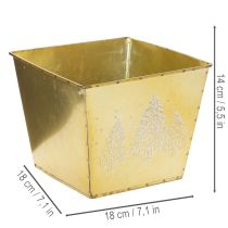 položky Kovový květináč s třpytivým motivem jedle, 18 cm