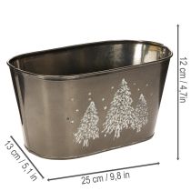 položky Oválný květináč s reliéfním motivem jedle, 25 cm