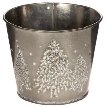 položky Kovový květináč s třpytivými jedlemi, 13 cm