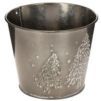 položky Kovový květináč s třpytivými jedlemi, 13 cm