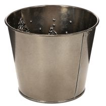 položky Kovový květináč s třpytivými jedlemi, 13 cm