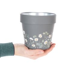 položky Květináč s jemným vzorem divokých květin, praktické využití na balkoně nebo terase, 15 cm, 3 kusy