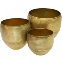 Dekorativní vázy kovové vázy s mosazným vzhledem Ø17,5/15/13cm sada 3 ks