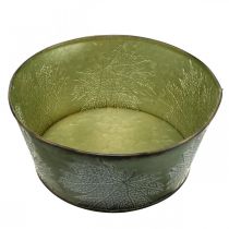 položky Květináč s javorovými listy, podzimní dekorace, kovový květináč zelený Ø25cm V11cm
