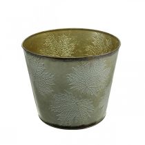 položky Květináč, podzimní dekorace, kovová nádoba s listy zlaté Ø25,5cm V22cm