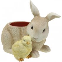 Velikonoční dekorace na výsadbu, králík a kuřátko, jaro, květináč V24cm L30cm