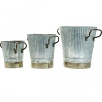 položky Květináč kovový s rukojetí vintage dekorace Ø26/20/17cm sada 3 ks