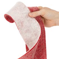 položky Dvoubarevný pant na hrnec ze 100% vlny jako ozdobná plstěná stuha, bílo-červený, šířka 7,5 cm, délka 5 m