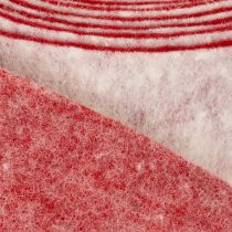 položky Dvoubarevný pant na hrnec ze 100% vlny jako ozdobná plstěná stuha, bílo-červený, šířka 7,5 cm, délka 5 m