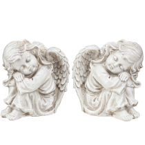 položky Dekorativní figurka sedícího truchlícího anděla krémová 6,5×5×7,5 cm 2 kusy