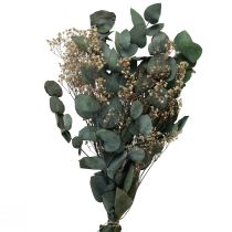 Kytice sušených květin eukalyptus gypsophila konzervovaná 50cm zelená