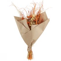 položky Dekorativní sušená kytice "Bodlák a řebříček" oranžovo-přírodní v bělené barvě, 55 cm, 150 g - venkovský styl