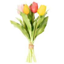 položky Umělé tulipány, rustikální jarní dekorace do jakékoli vázy na stůl, 30 cm, 7 kusů