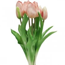 položky Umělé tulipány Real-Touch Peach Pink 38cm Svazek 7ks