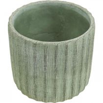 Květináč keramický zelený retro pruhovaný Ø16,5 cm H14,5 cm