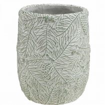 Květináč keramický zelená bílá šedá větve borovice Ø12cm H17,5cm