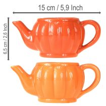 položky Keramický květináč/konvička na čaj, oranžová, různé barvy, 15×9×6,5 cm, 2 kusy