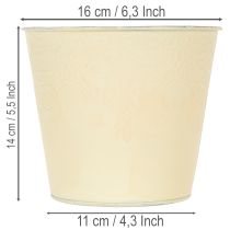 položky Kovový květináč, pastelově žlutý, Ø16 cm V14 cm