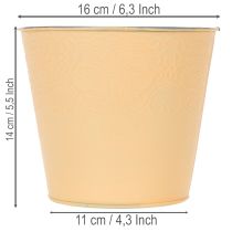 položky Kovový květináč, pastelově oranžová, Ø16 cm V14 cm