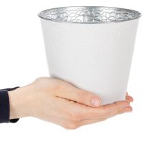 položky Kovový květináč, pastelově bílá, Ø16 cm V14 cm