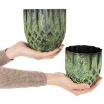 položky Starožitný kovový květináč, zelený, Ø14/12 cm, sada 2 kusů