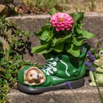 položky Dekorace květináč, zelený střevíček s ježkem, keramika 14x13cm V13cm
