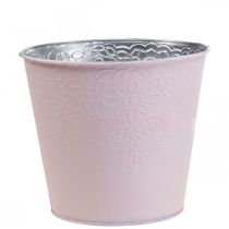Květináč kovový květináč pastelově růžový Ø16cm V14cm
