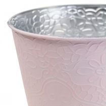 Květináč kovový květináč pastelově růžový Ø12cm