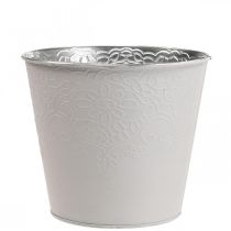 Květináč kovový květináč pastelově bílý Ø13,5cm V12,5cm