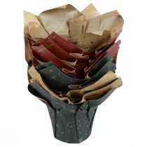 položky Sázecí papír hvězdičky červená/antracit/přírodní Ø12cm V12cm 9ks