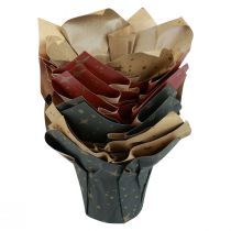 položky Sázecí papír hvězdičky červená/antracit/přírodní Ø4,5cm V6cm 9 ks