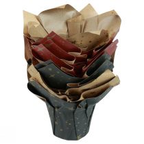 položky Sázecí papír hvězdičky červená/antracit/přírodní Ø9,5cm V10cm 9ks