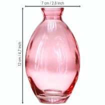 položky Cibulovitá váza, mini vázy, tónované růžové sklo, Ø7cm, V12cm, 6 kusů