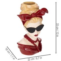 položky Váza s hlavou ženy se slunečními brýlemi a perlovým náhrdelníkem, 30 cm