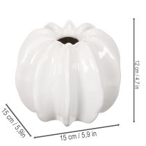 položky Keramická váza s motivem dýně, bílá, bytová dekorace, 15 cm