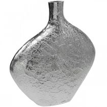 Dekorativní váza kovová tepaná váza na květiny stříbrná 33x8x36cm