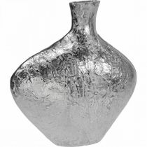 Dekorativní váza kovová tepaná váza na květiny stříbrná 24x8x27cm