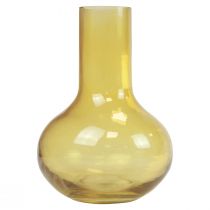Váza žlutá skleněná váza baňatá květina váza skleněná Ø10,5cm V15cm