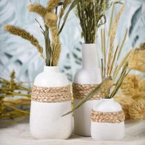 položky Váza na květiny bílá keramika a váza z mořské trávy letní dekorace V17,5cm