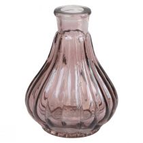 Váza růžová skleněná váza baňatá dekorativní váza skleněná Ø8,5cm V11,5cm